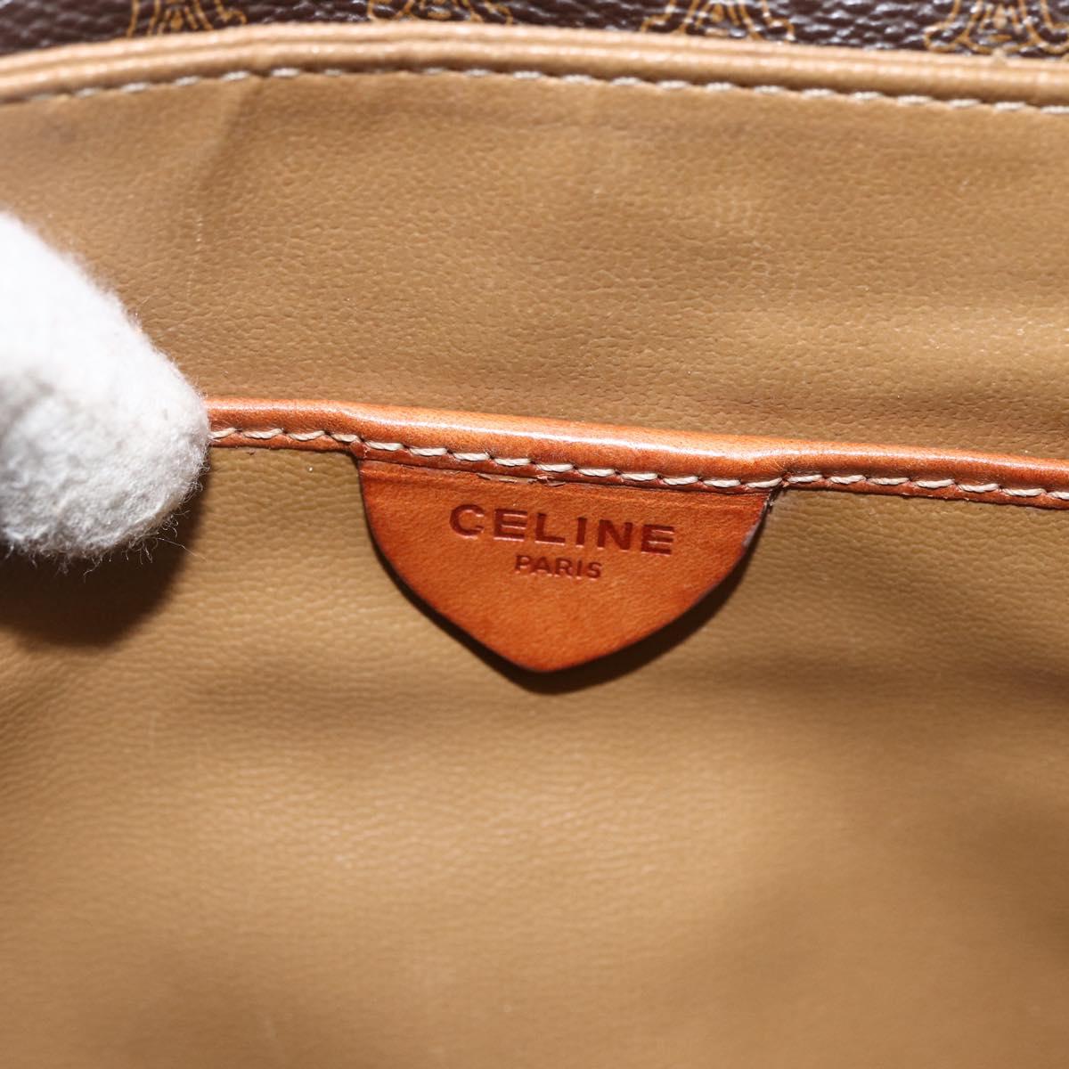 CELINE Macadam Canvas Shoulder Bag PVC Leather Brown Gold Auth ka2871