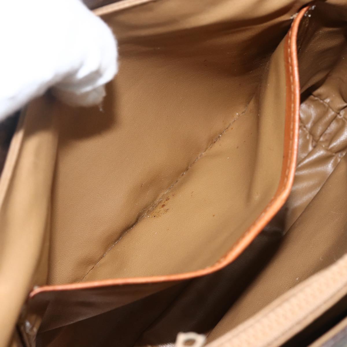 CELINE Macadam Canvas Shoulder Bag PVC Leather Brown Gold Auth ka2871