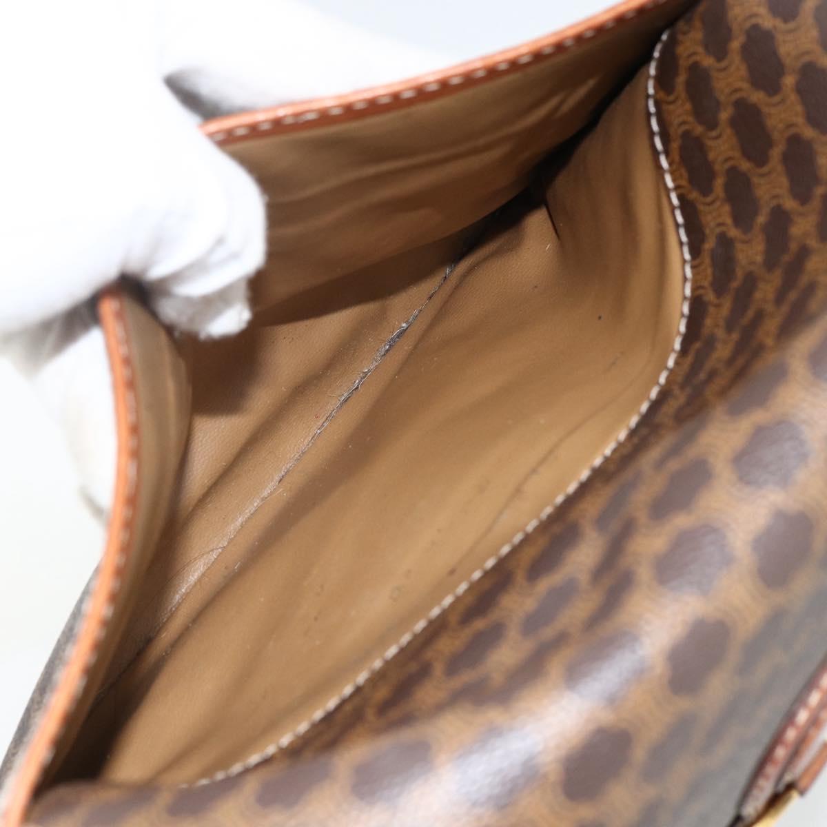 CELINE Macadam Canvas Shoulder Bag PVC Leather Brown Gold Auth ka2871