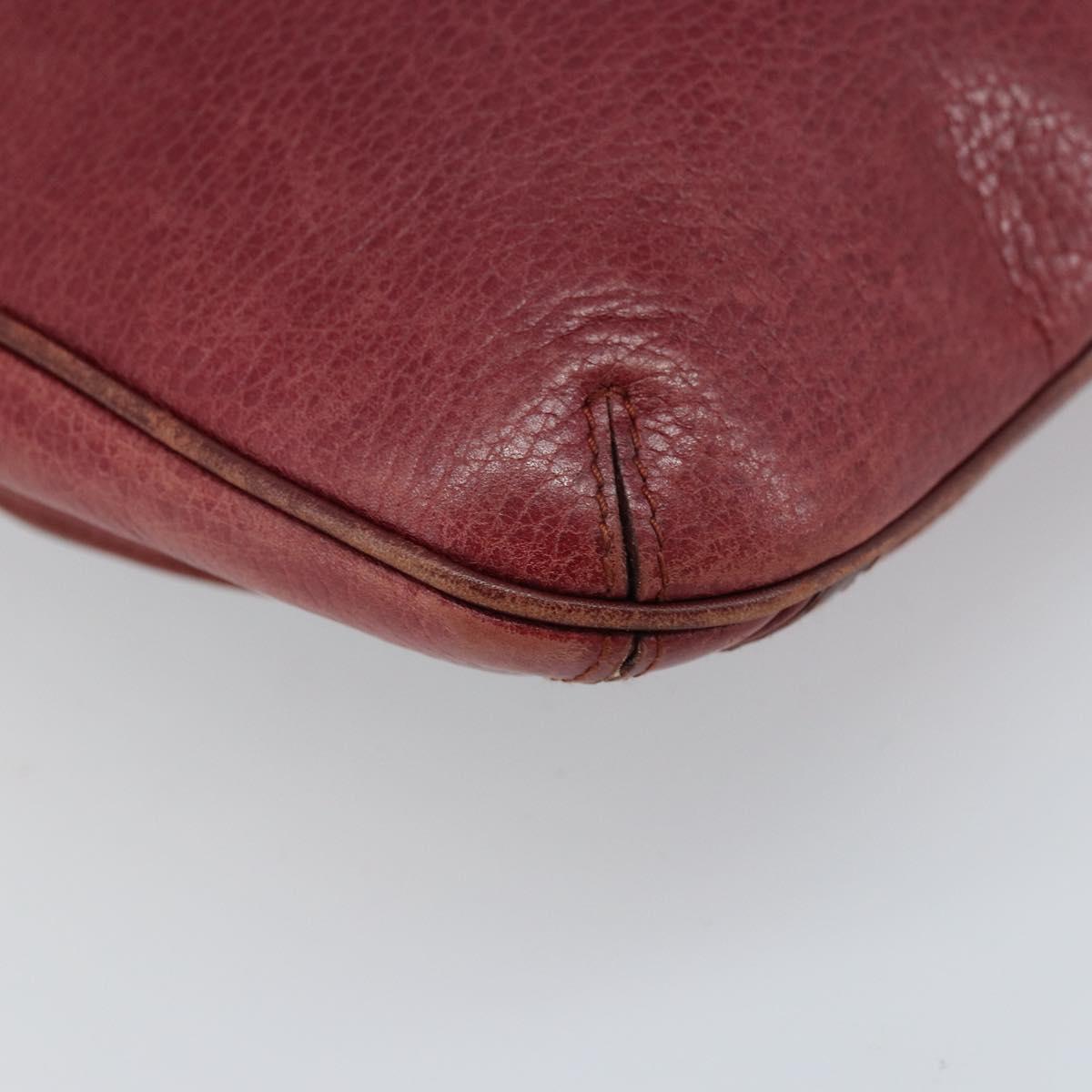 CARTIER Shoulder Bag Leather Red Gold Auth ka2873