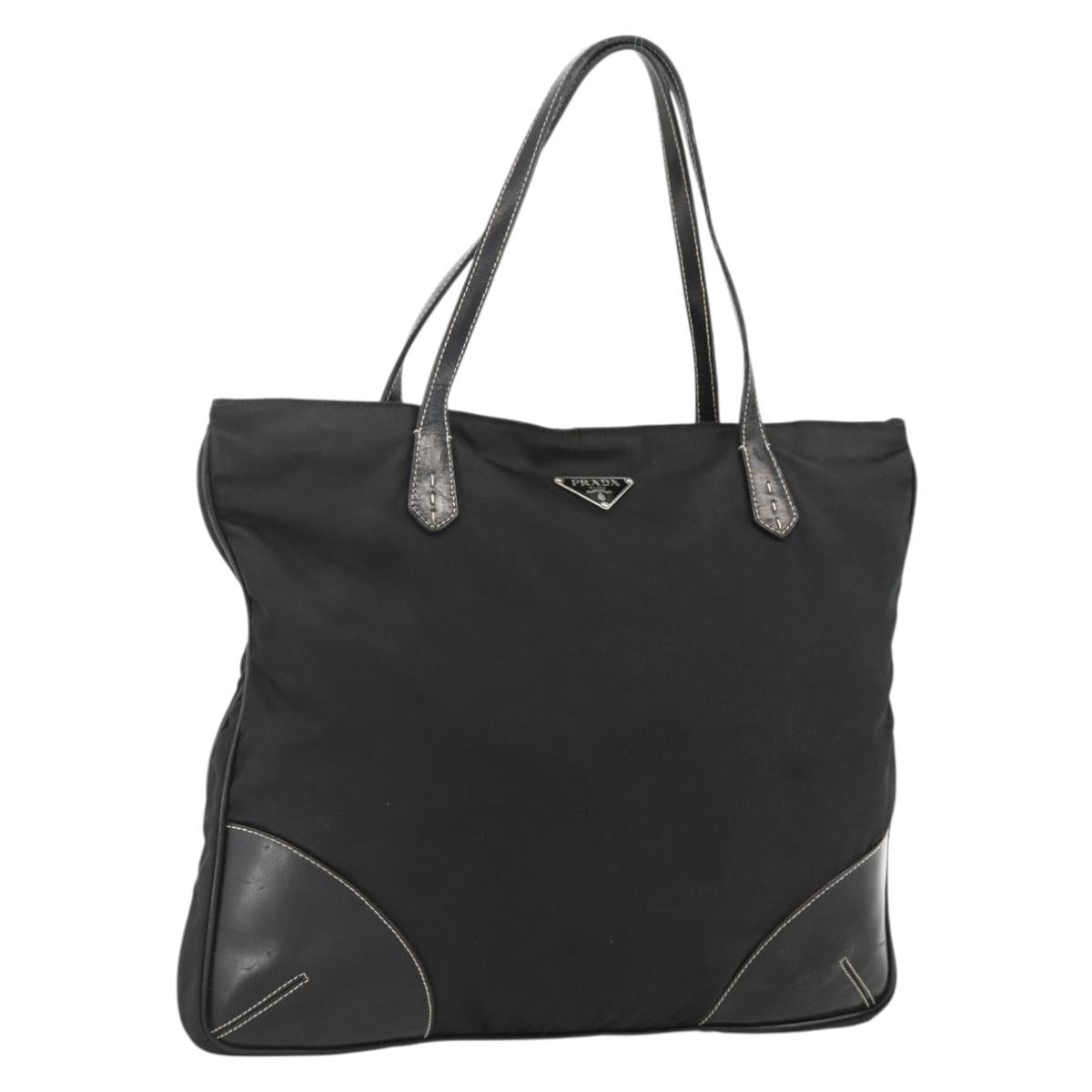 PRADA Hand Bag Nylon Black Silver Auth ka2874