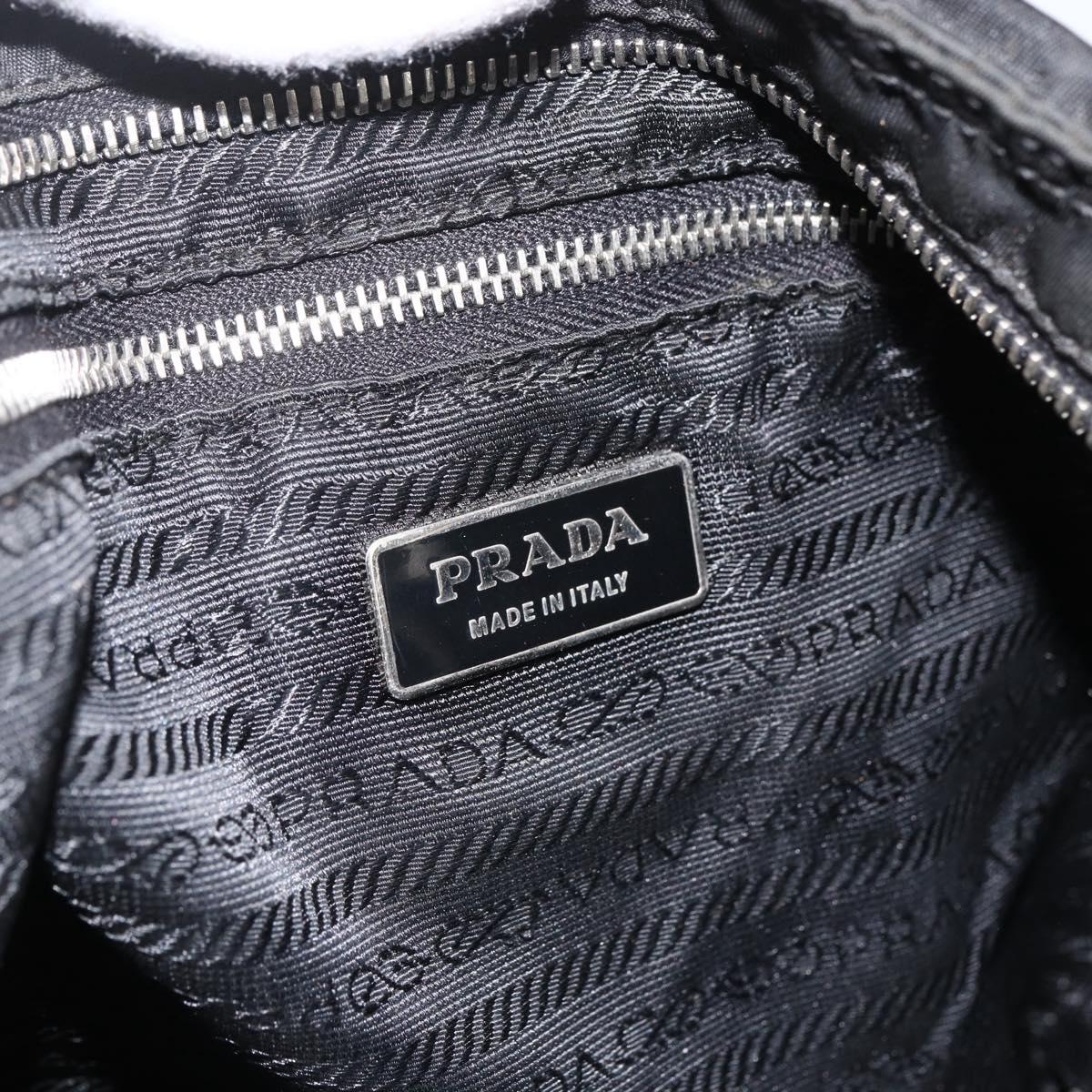 PRADA Hand Bag Nylon Black Silver Auth ka2874