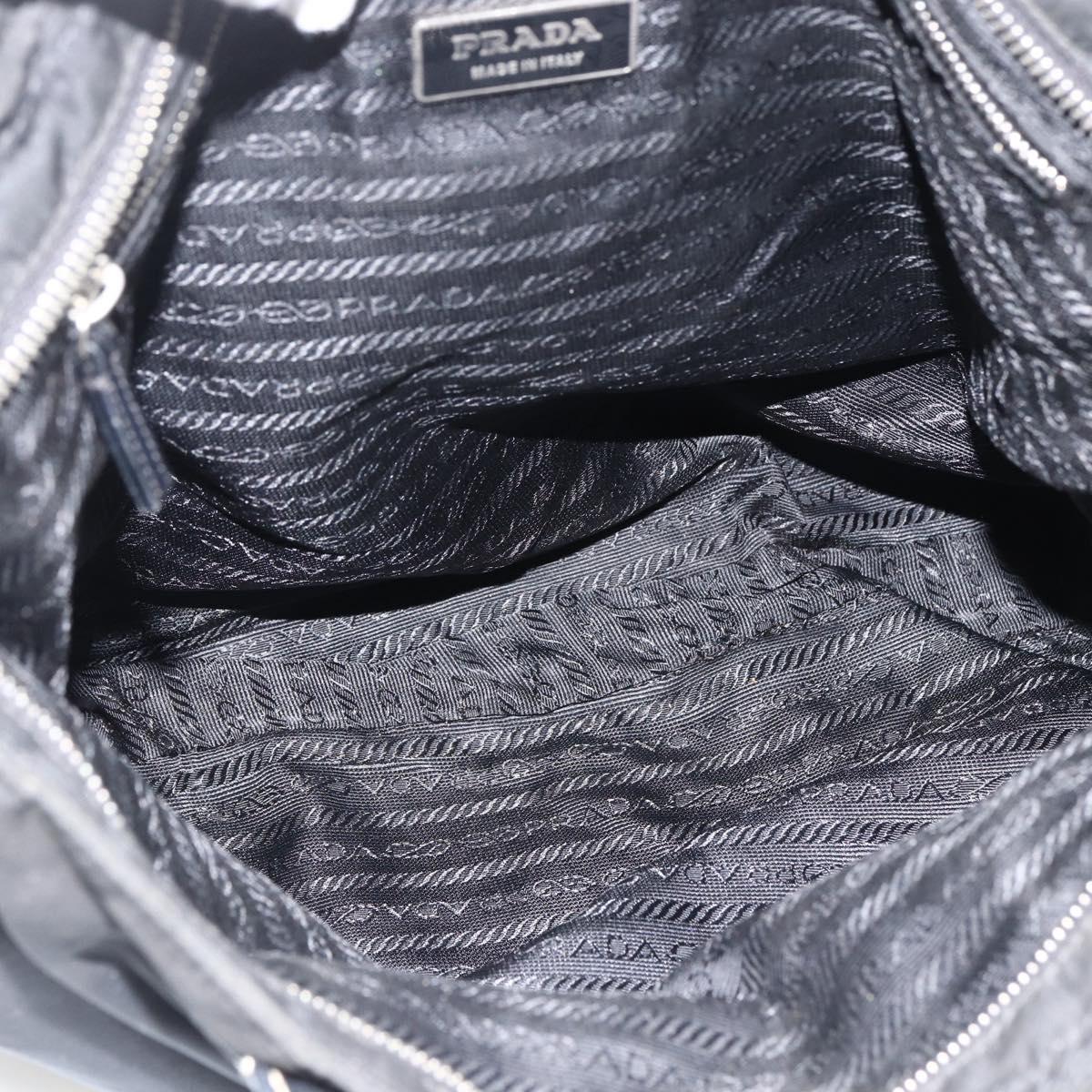 PRADA Hand Bag Nylon Black Silver Auth ka2874