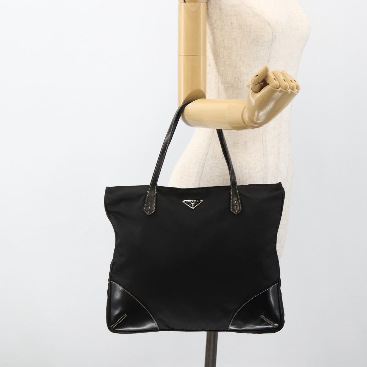 PRADA Hand Bag Nylon Black Silver Auth ka2874