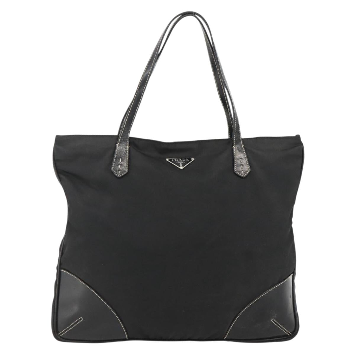 PRADA Hand Bag Nylon Black Silver Auth ka2874