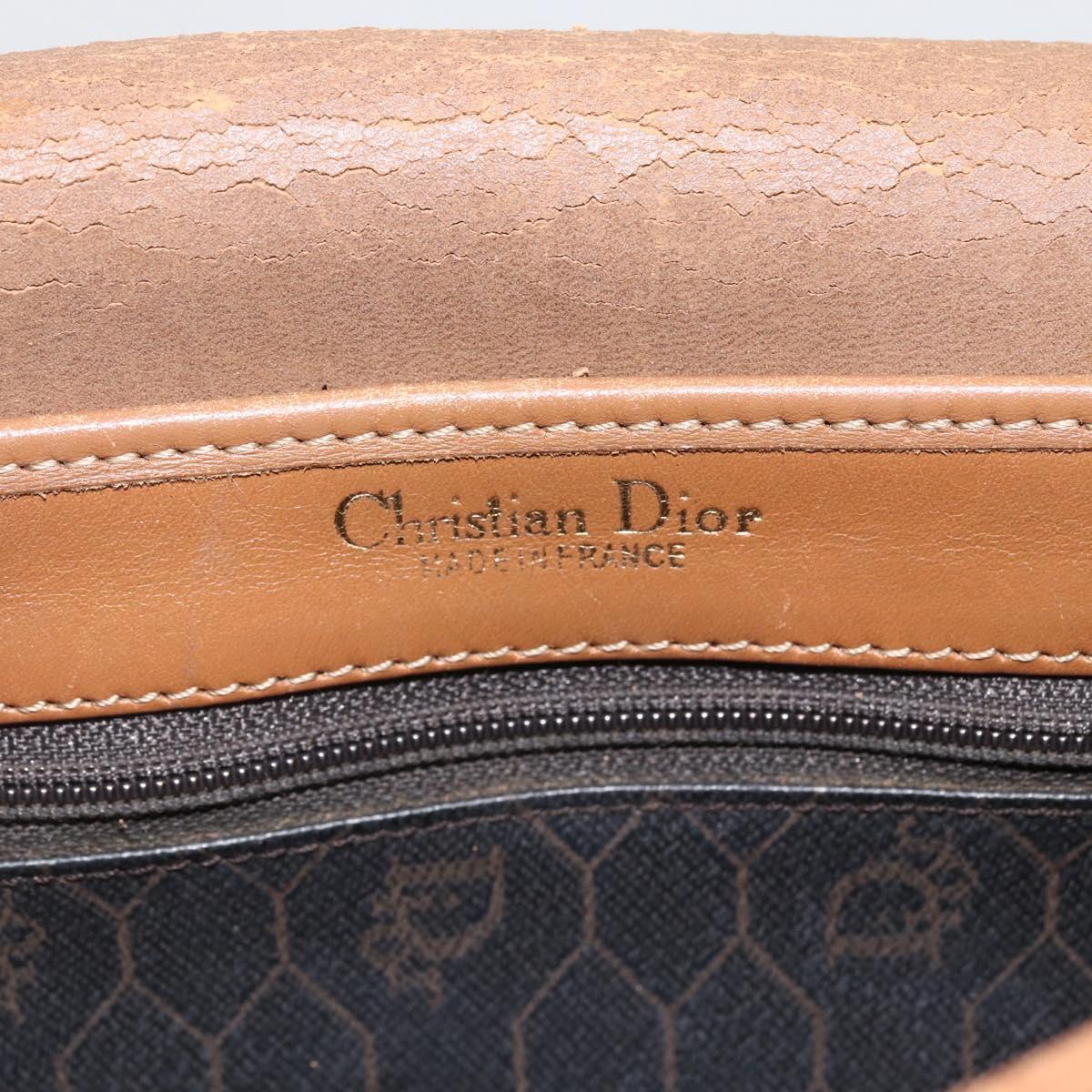 Christian Dior Honeycomb Canvas Shoulder Bag PVC Black Gold Auth ka2876