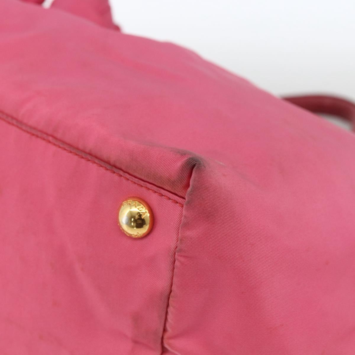 PRADA Hand Bag Nylon Pink Gold Auth ka2885