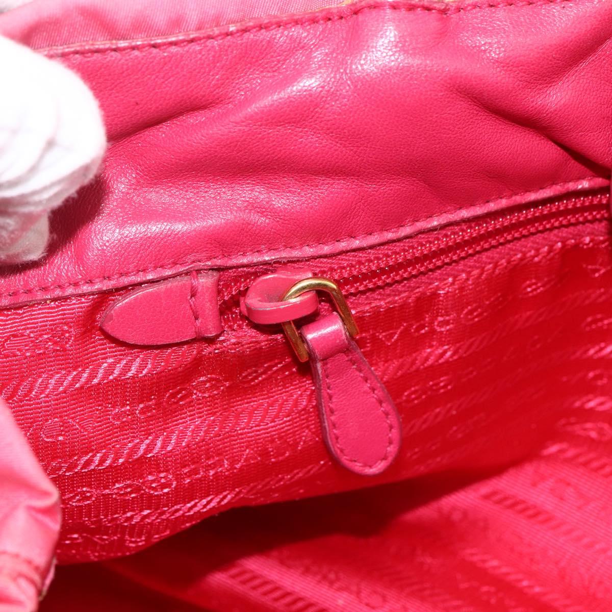 PRADA Hand Bag Nylon Pink Gold Auth ka2885