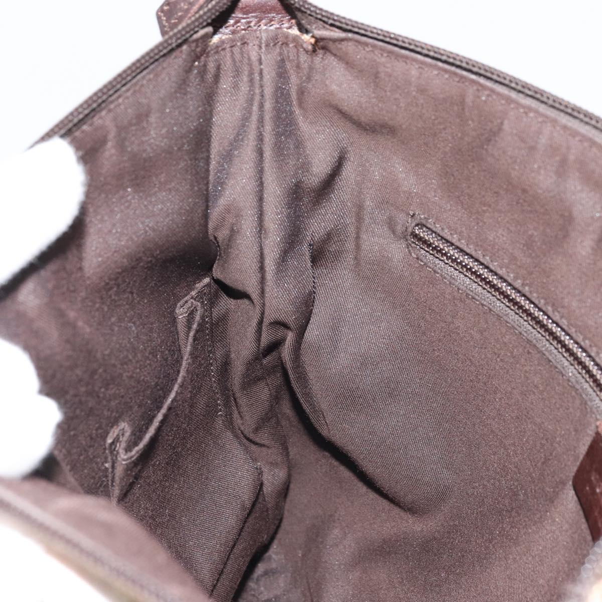 GUCCI GG Canvas Shoulder Bag Beige Silver 145857 Auth ka2886