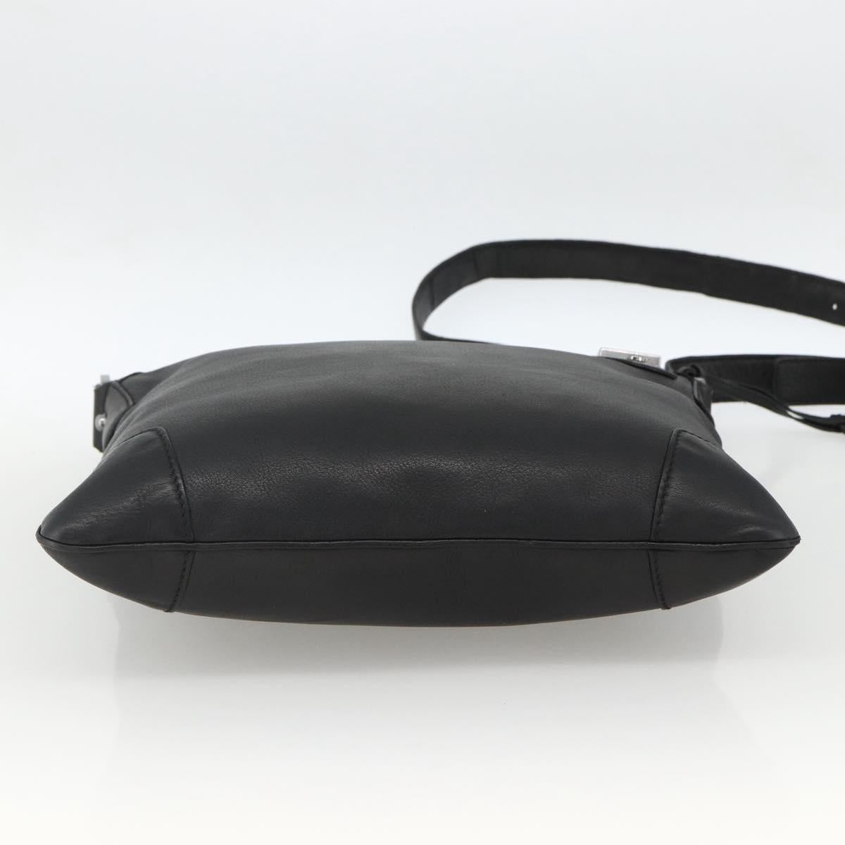 GUCCI Shoulder Bag Leather Black Silver 148476 Auth ka2890