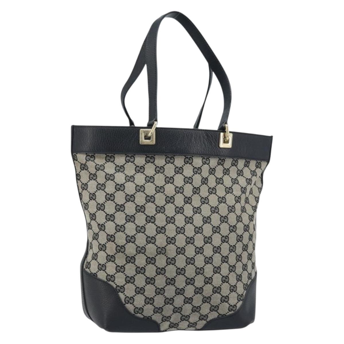 GUCCI GG Canvas Tote Bag Black Gold 272377 Auth ka2892