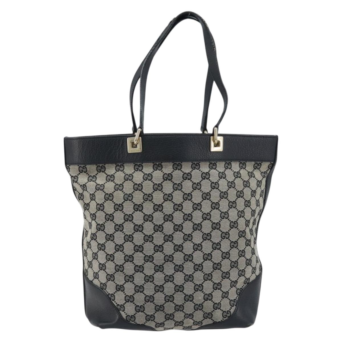 GUCCI GG Canvas Tote Bag Black Gold 272377 Auth ka2892