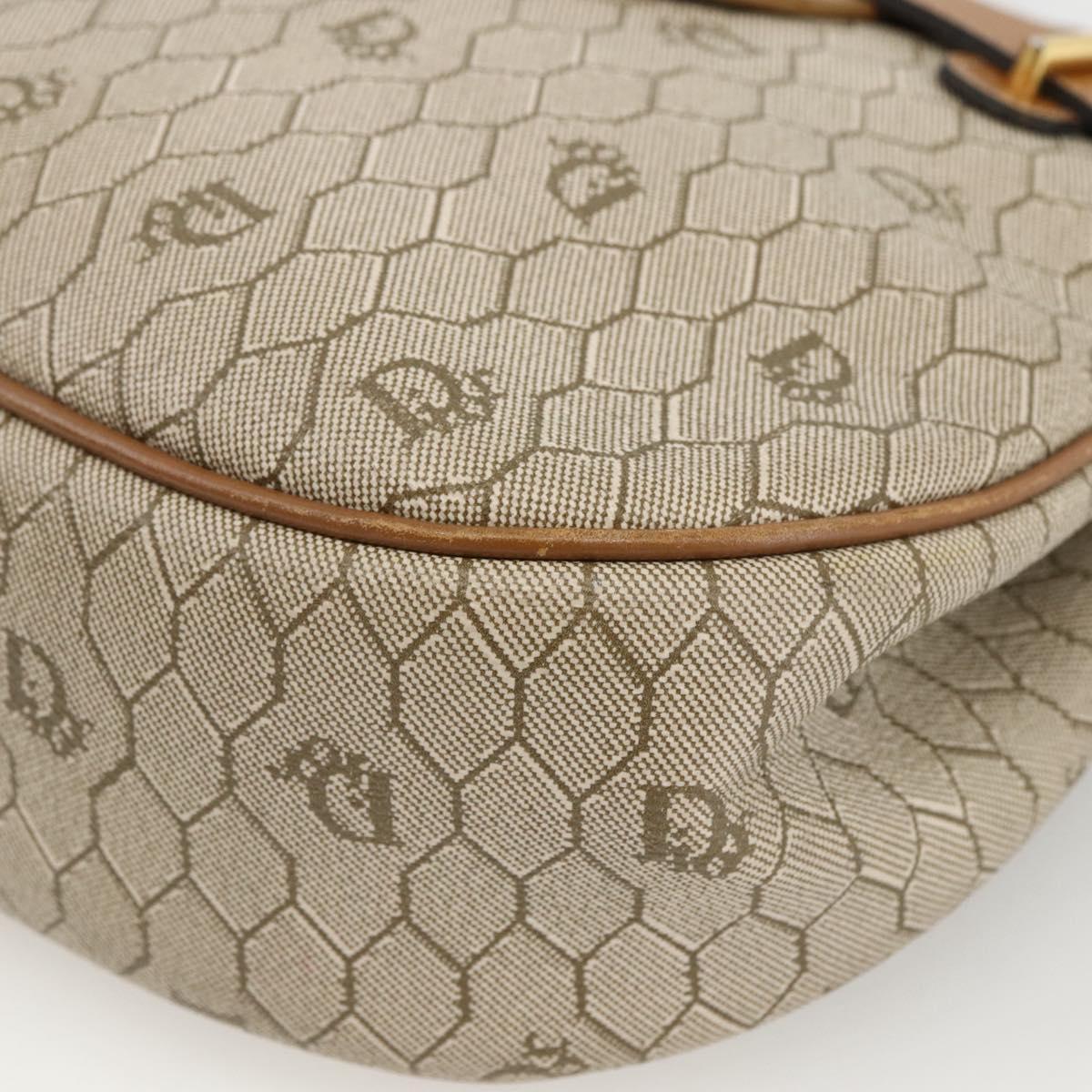 Christian Dior Honeycomb Canvas Shoulder Bag PVC Beige Gold Auth ka2895