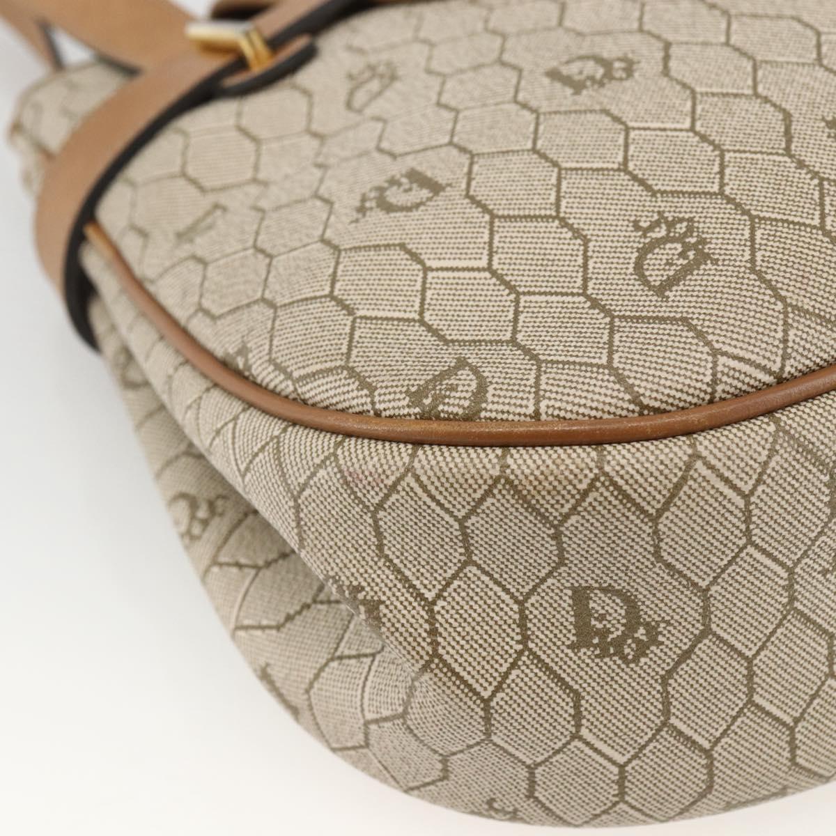 Christian Dior Honeycomb Canvas Shoulder Bag PVC Beige Gold Auth ka2895