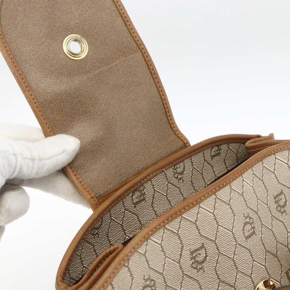 Christian Dior Honeycomb Canvas Shoulder Bag PVC Beige Gold Auth ka2895