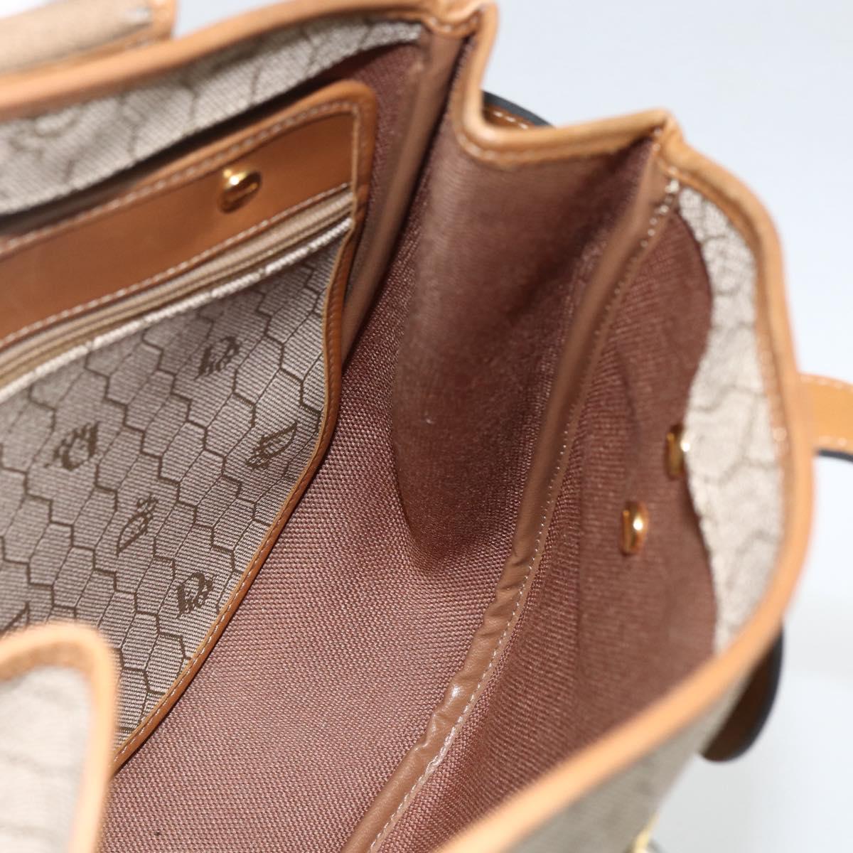 Christian Dior Honeycomb Canvas Shoulder Bag PVC Beige Gold Auth ka2895