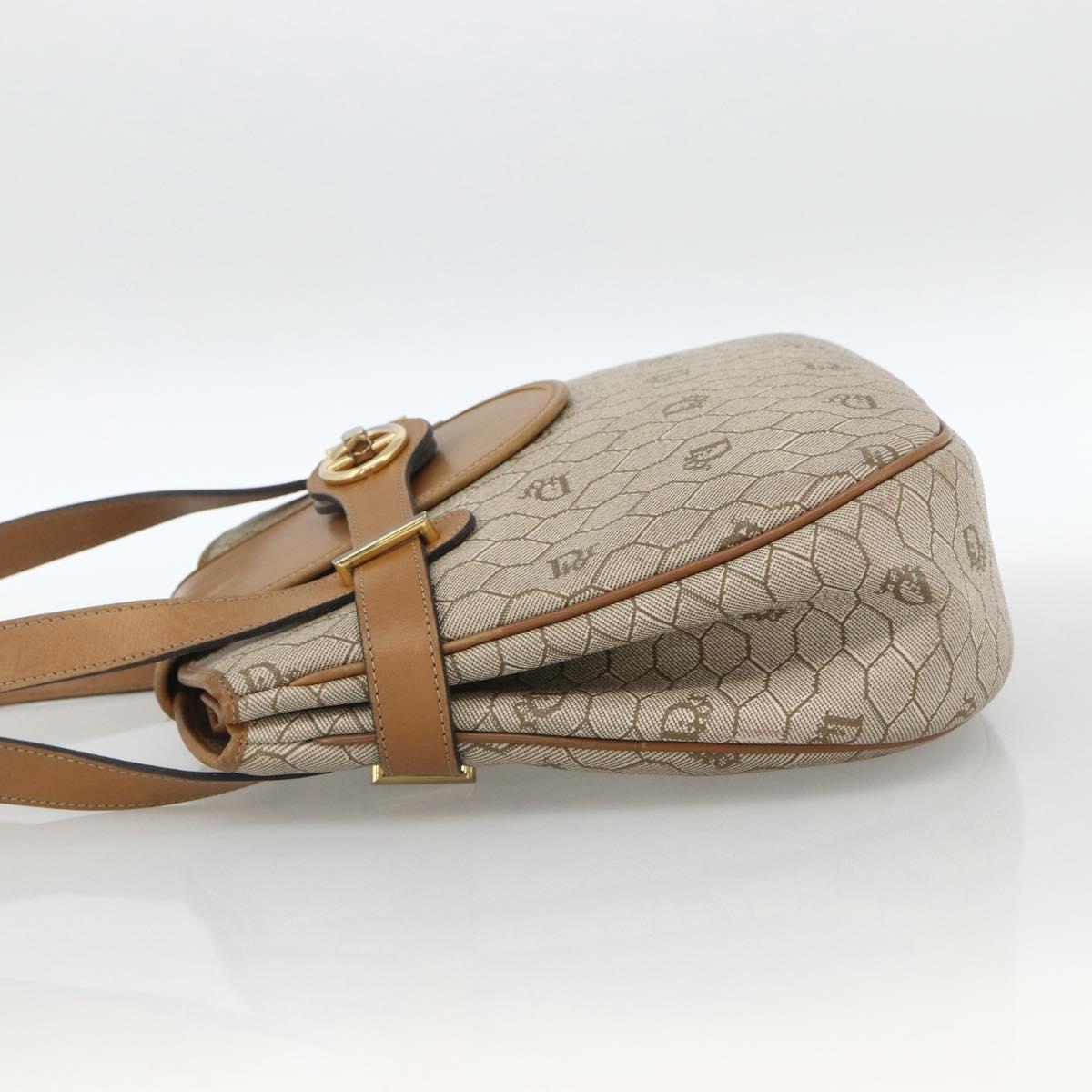 Christian Dior Honeycomb Canvas Shoulder Bag PVC Beige Gold Auth ka2895