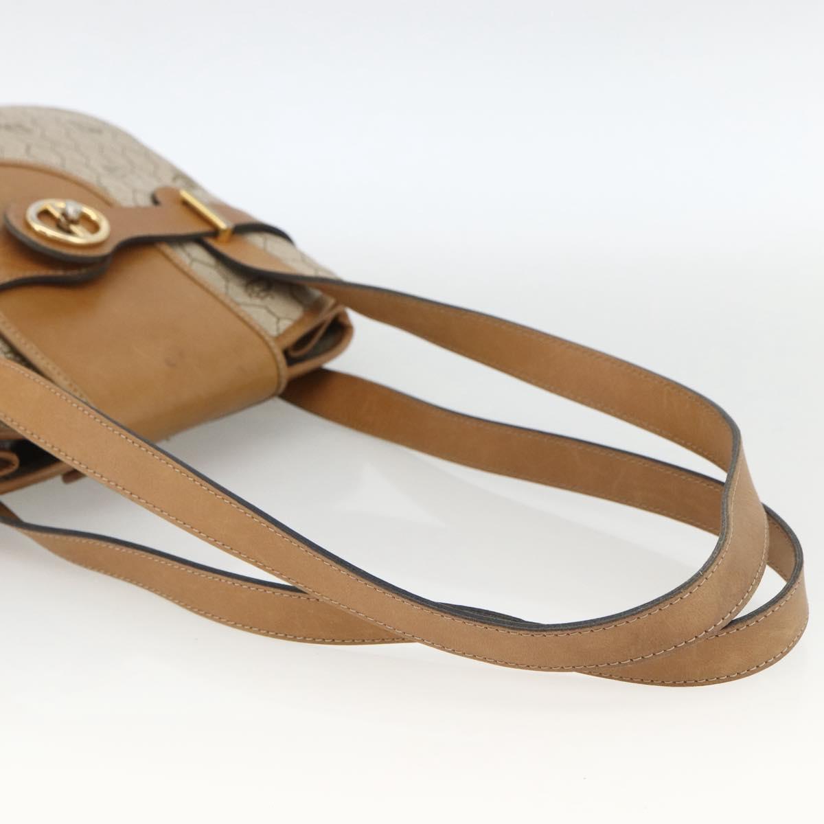Christian Dior Honeycomb Canvas Shoulder Bag PVC Beige Gold Auth ka2895
