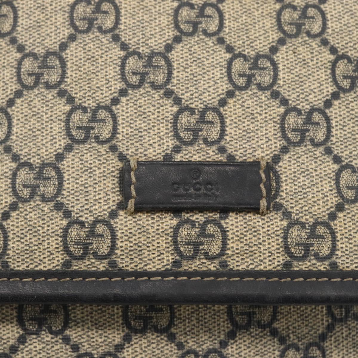 GUCCI GG Supreme Shoulder Bag PVC Navy Silver 223666 Auth ka2896