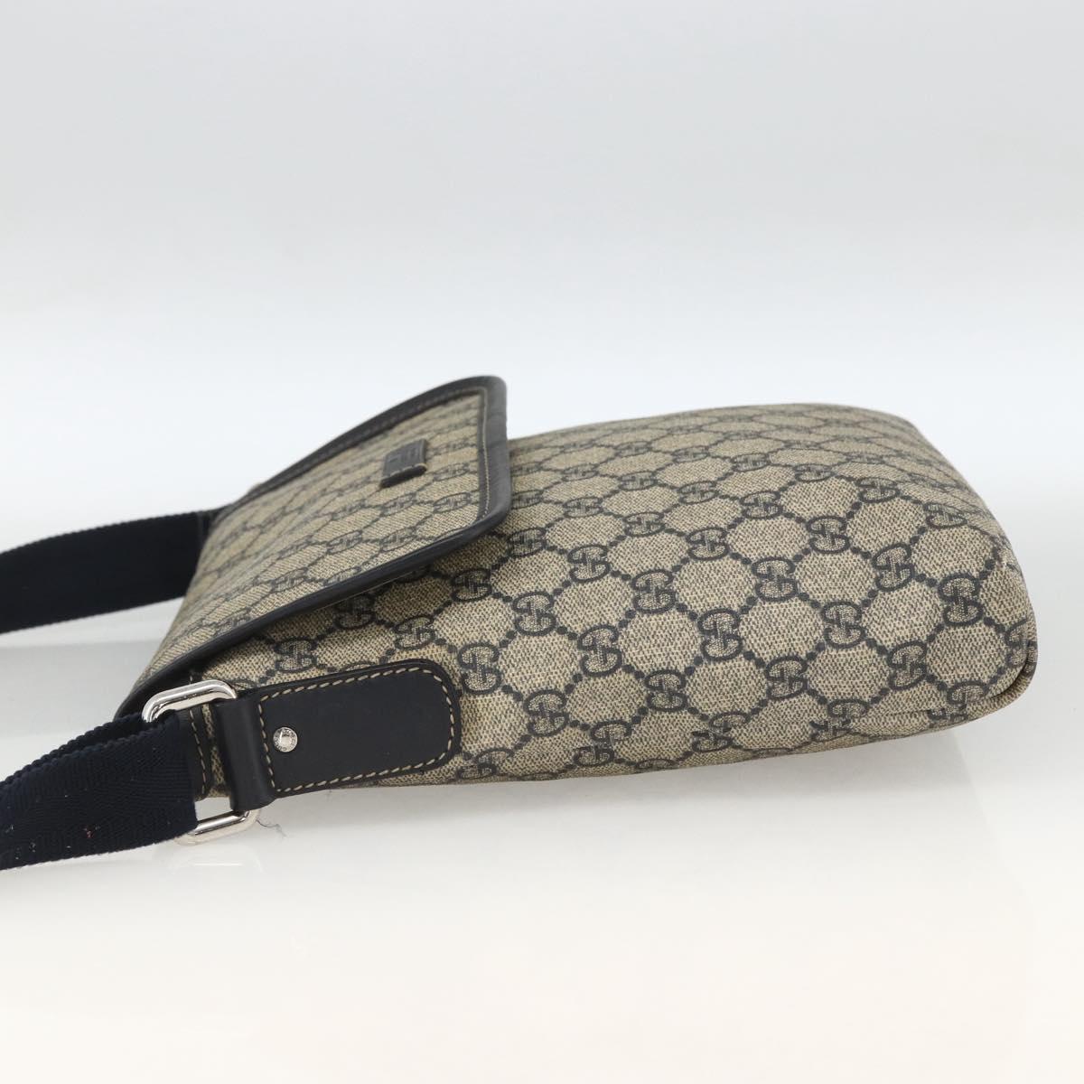 GUCCI GG Supreme Shoulder Bag PVC Navy Silver 223666 Auth ka2896