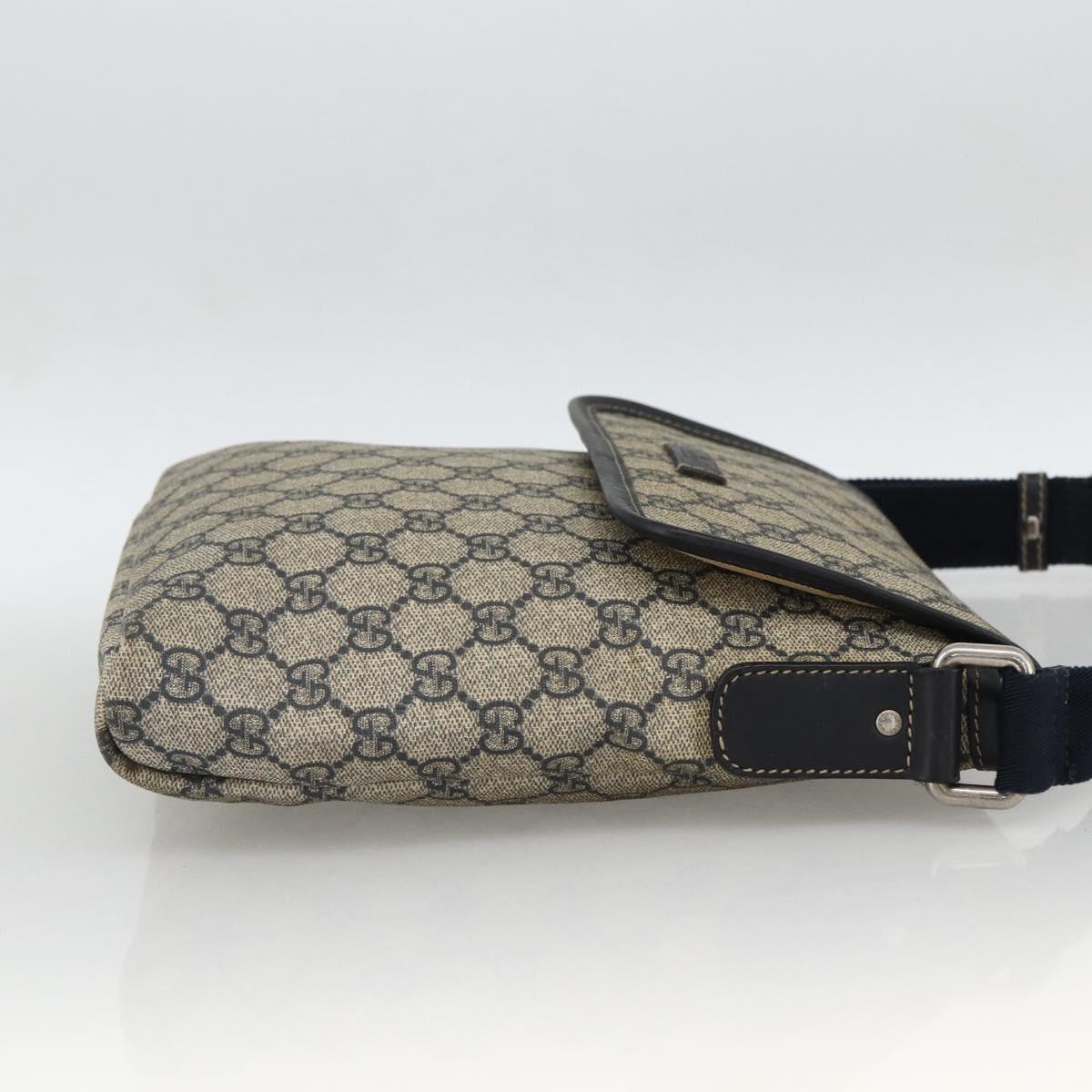 GUCCI GG Supreme Shoulder Bag PVC Navy Silver 223666 Auth ka2896