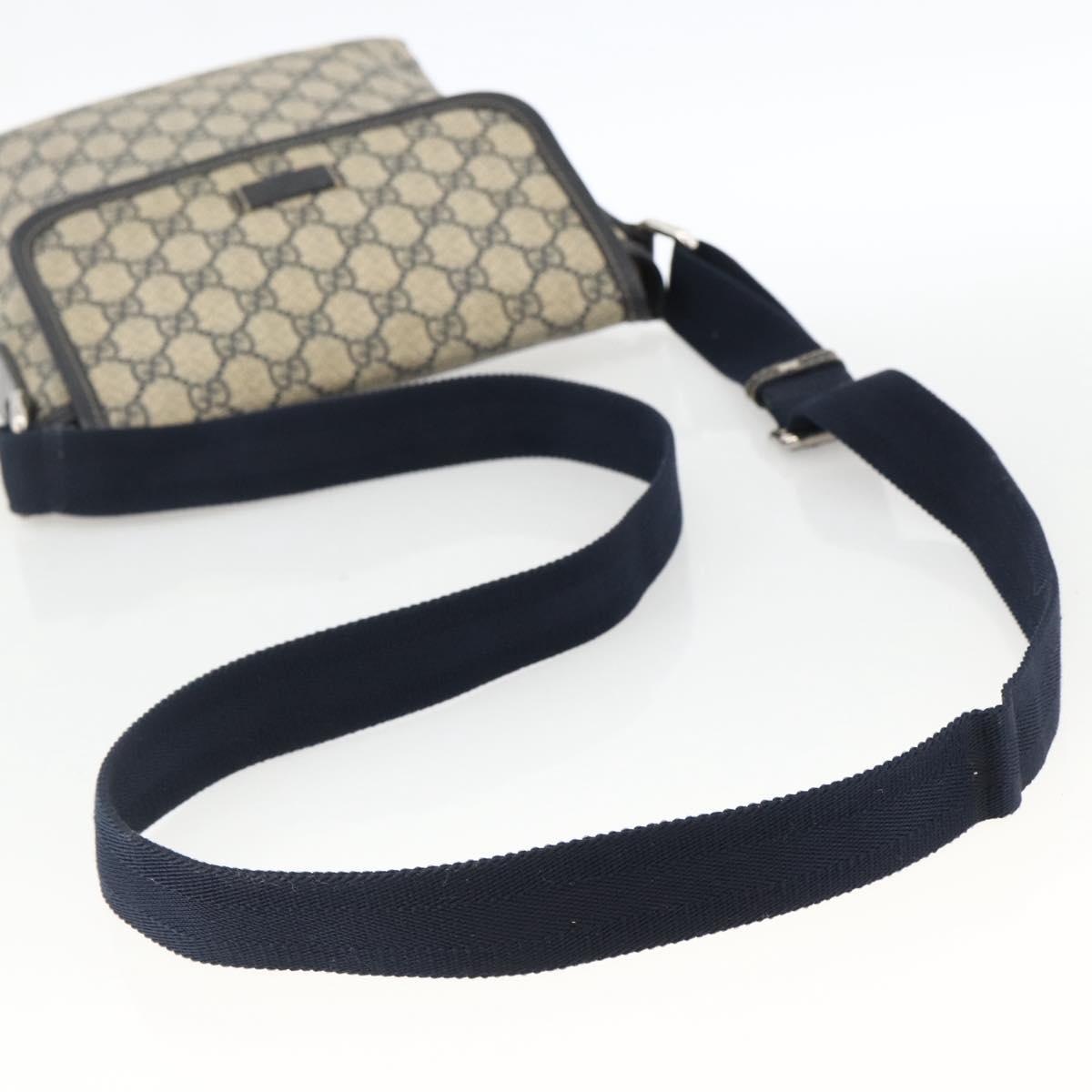 GUCCI GG Supreme Shoulder Bag PVC Navy Silver 223666 Auth ka2896