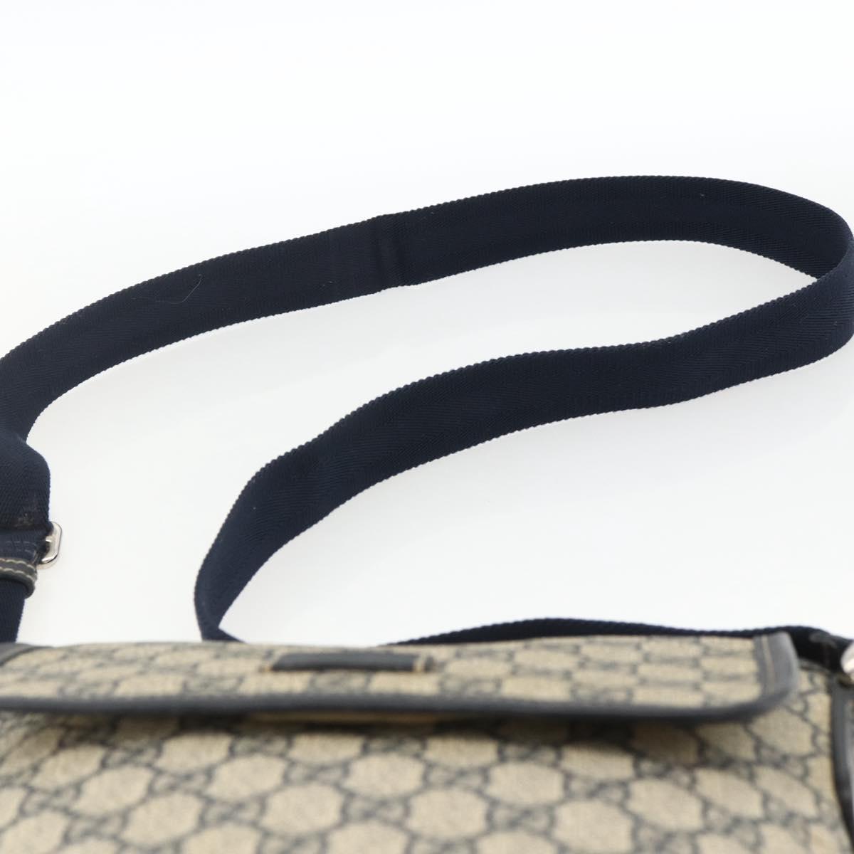 GUCCI GG Supreme Shoulder Bag PVC Navy Silver 223666 Auth ka2896