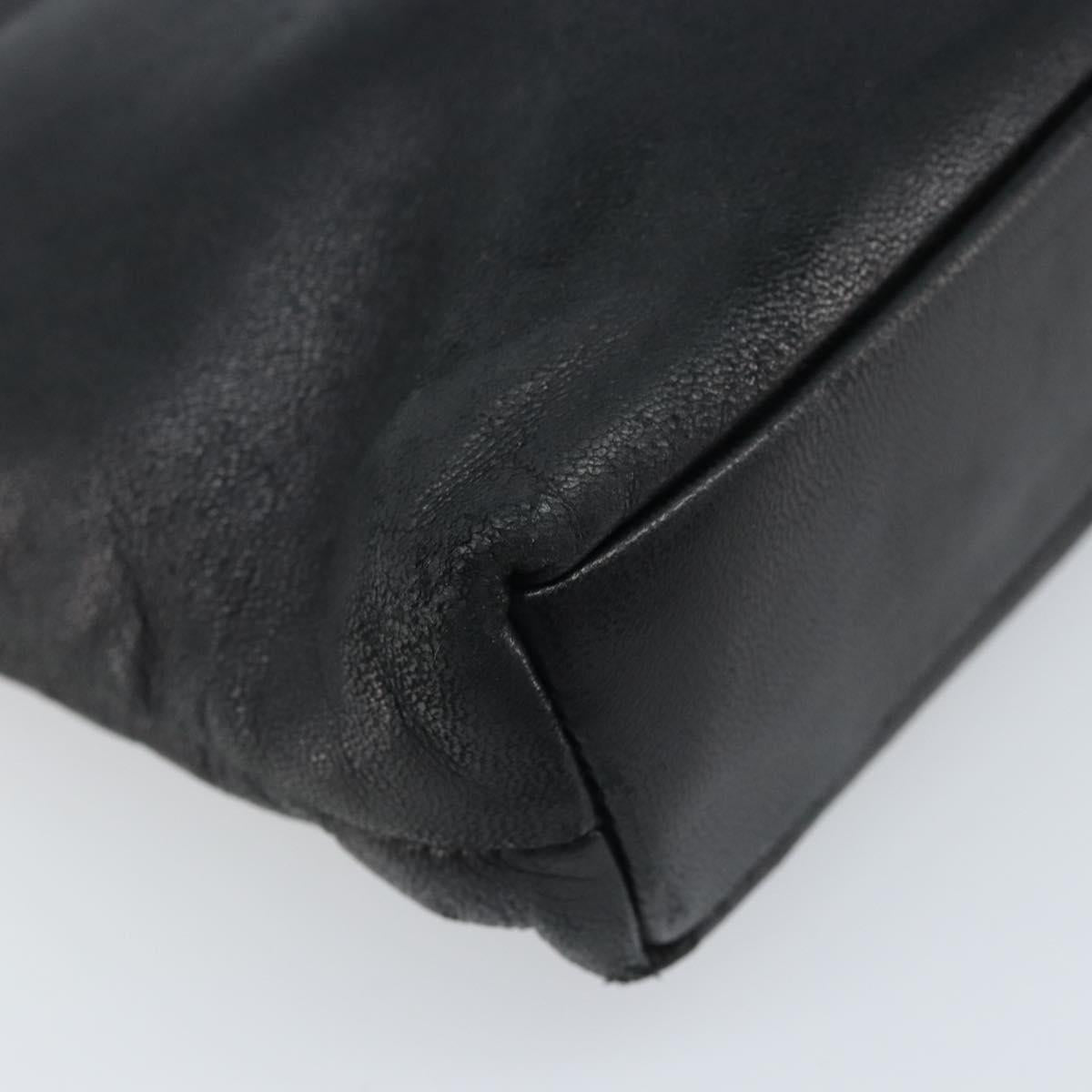 PRADA Hand Bag Leather Black Gold Auth ka2898A