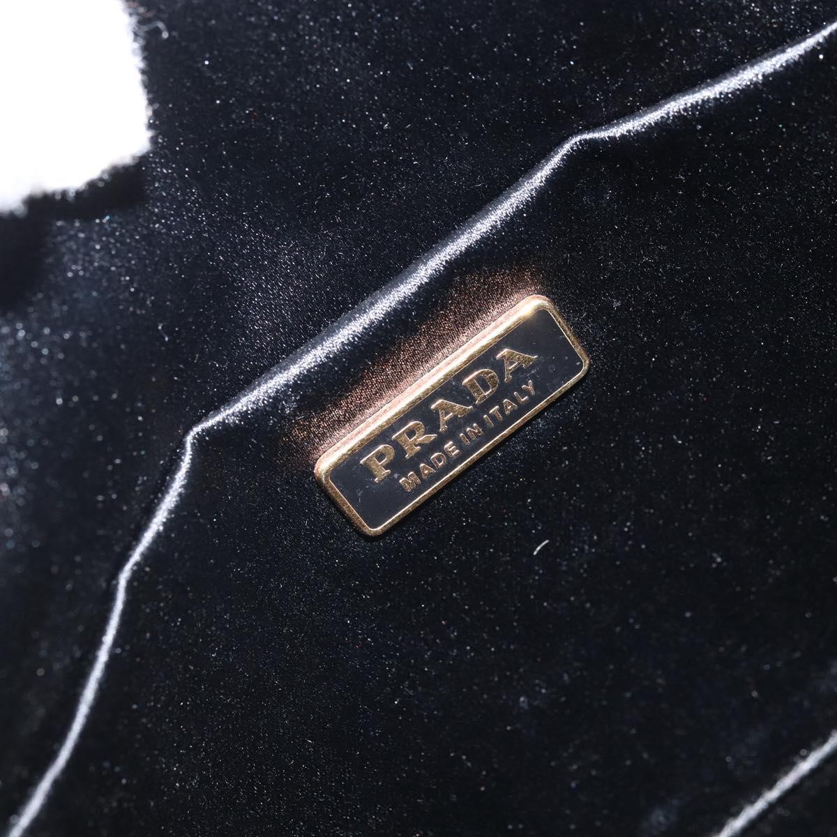 PRADA Hand Bag Leather Black Gold Auth ka2898A