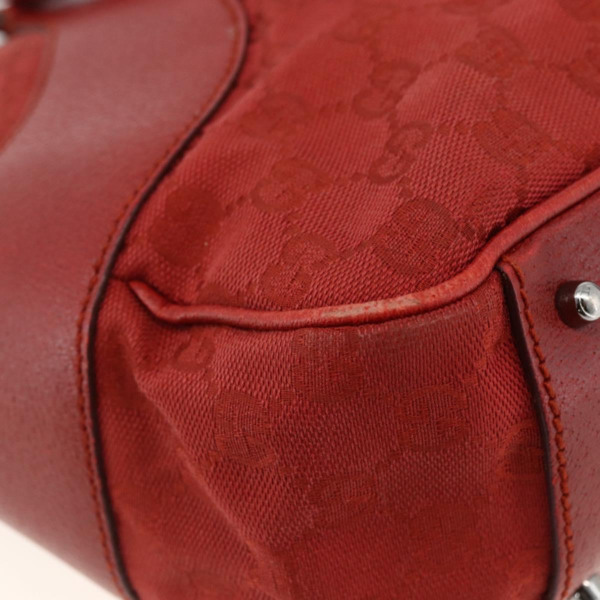 GUCCI GG Canvas Hand Bag Red Silver 113011 Auth ka2899