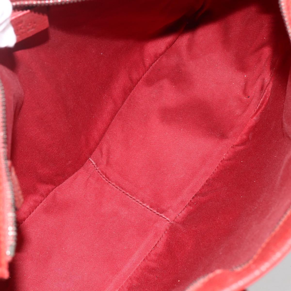 GUCCI GG Canvas Hand Bag Red Silver 113011 Auth ka2899