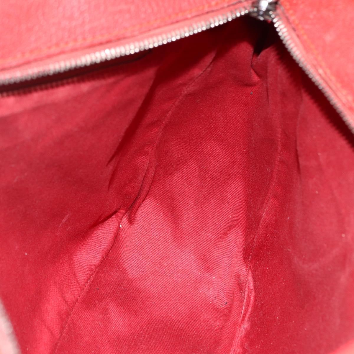 GUCCI GG Canvas Hand Bag Red Silver 113011 Auth ka2899