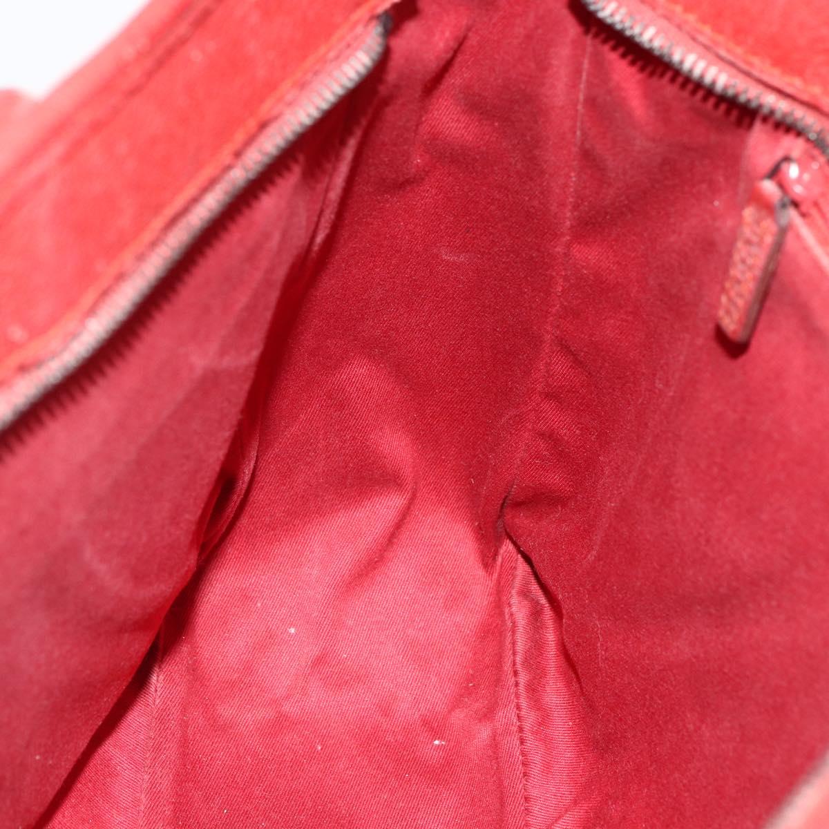 GUCCI GG Canvas Hand Bag Red Silver 113011 Auth ka2899