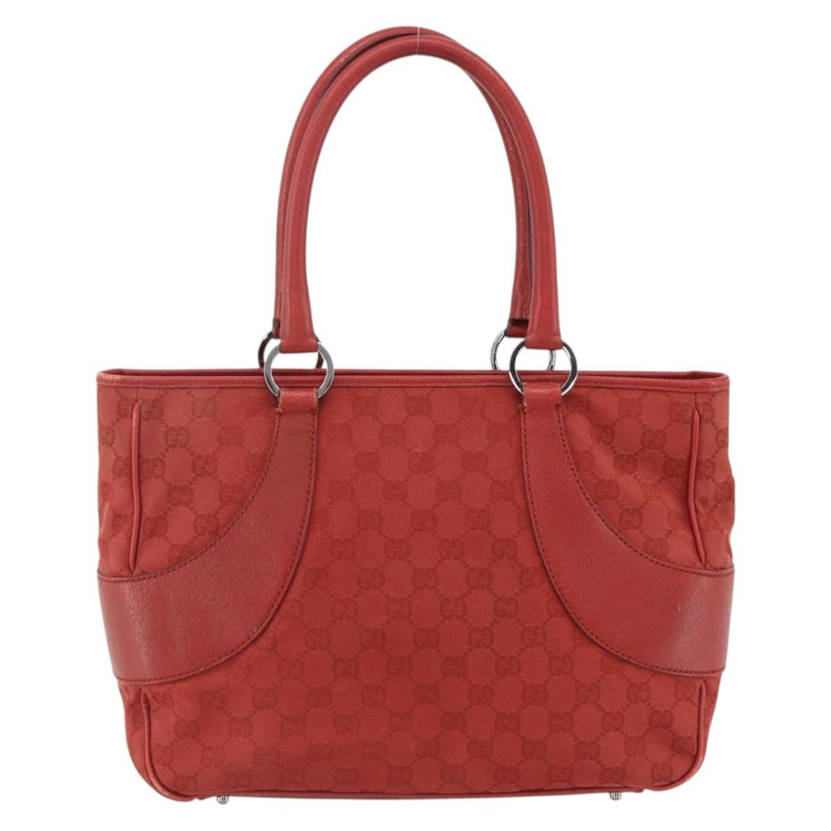 GUCCI GG Canvas Hand Bag Red Silver 113011 Auth ka2899