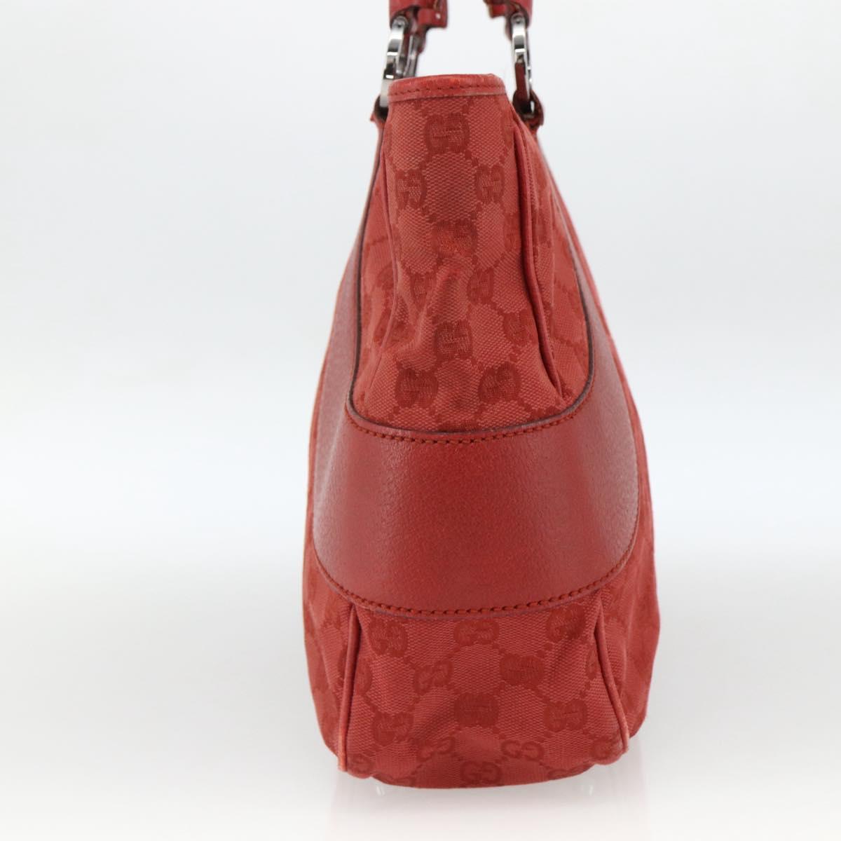 GUCCI GG Canvas Hand Bag Red Silver 113011 Auth ka2899