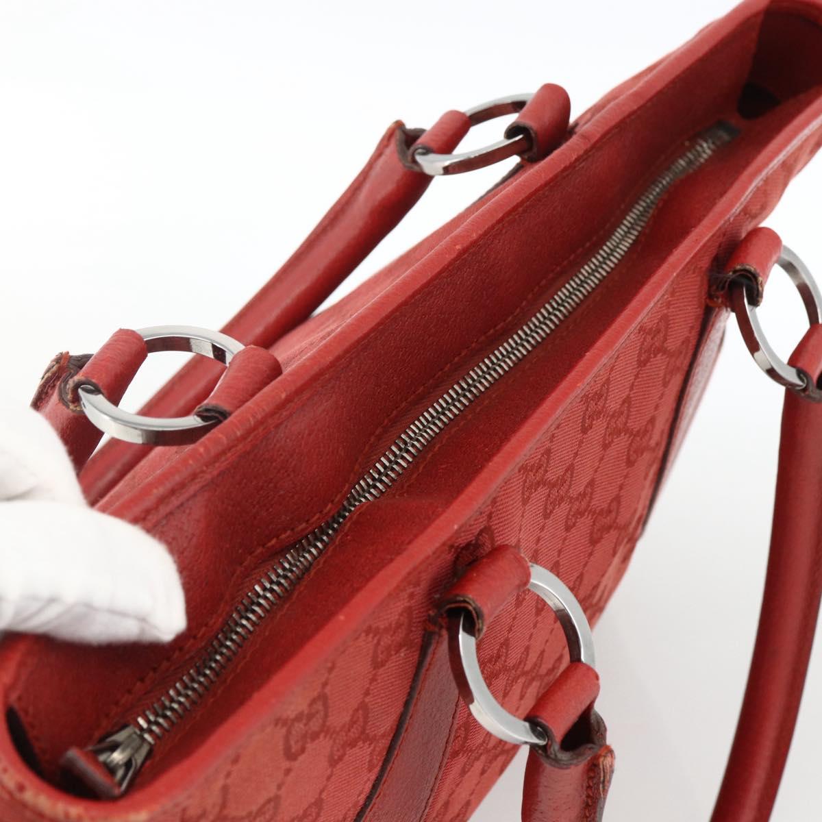 GUCCI GG Canvas Hand Bag Red Silver 113011 Auth ka2899