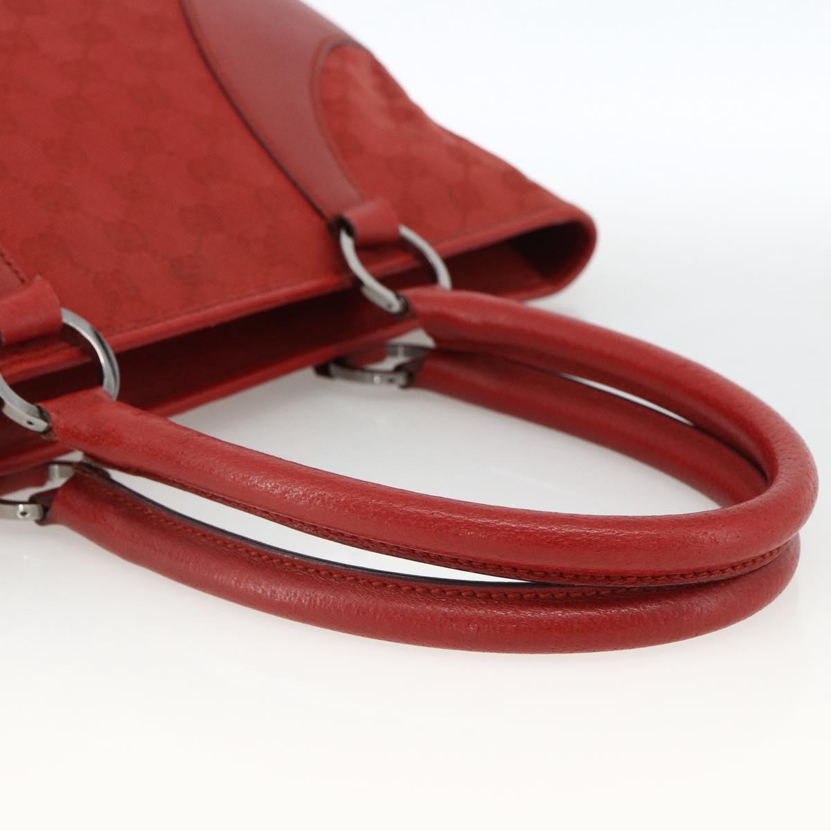 GUCCI GG Canvas Hand Bag Red Silver 113011 Auth ka2899
