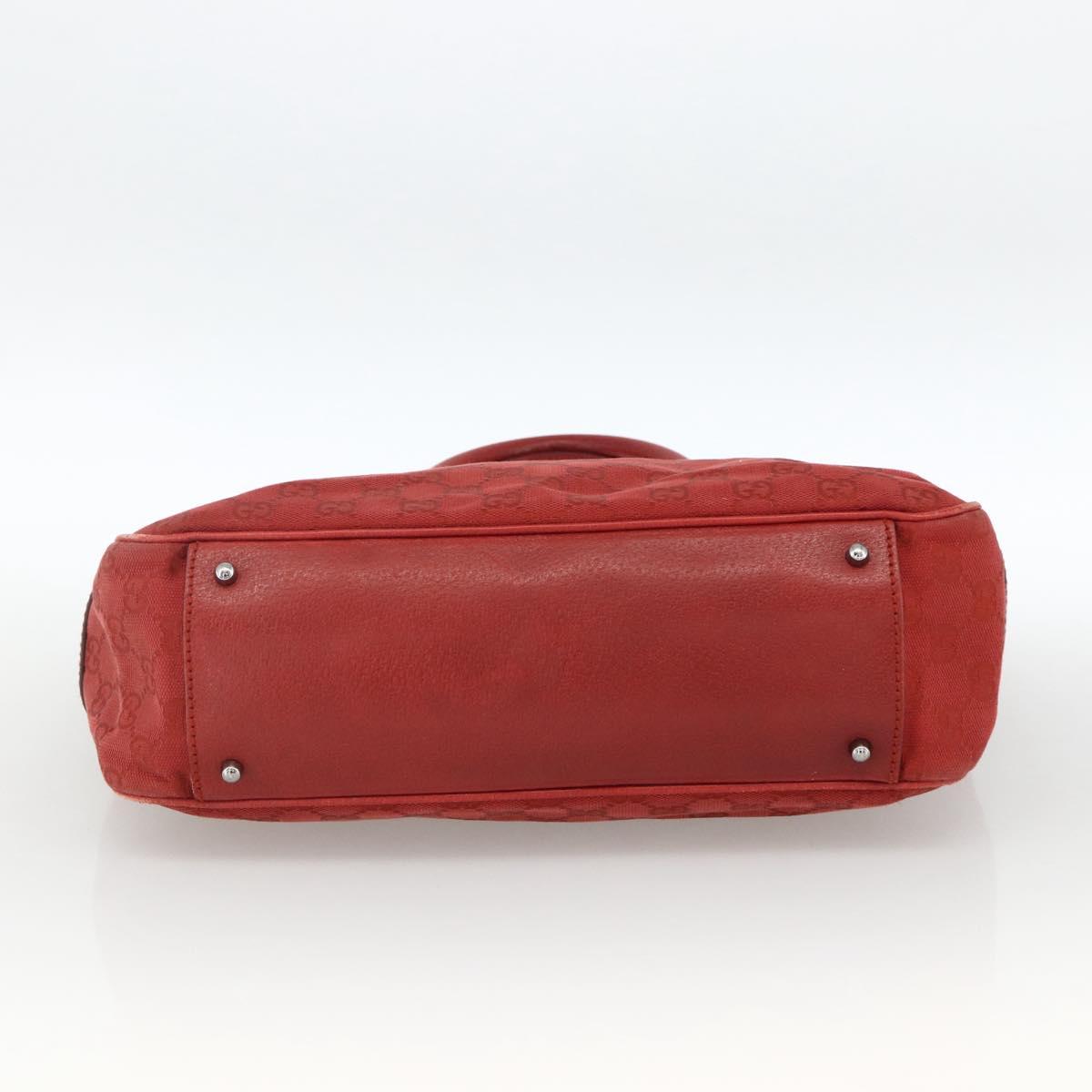 GUCCI GG Canvas Hand Bag Red Silver 113011 Auth ka2899