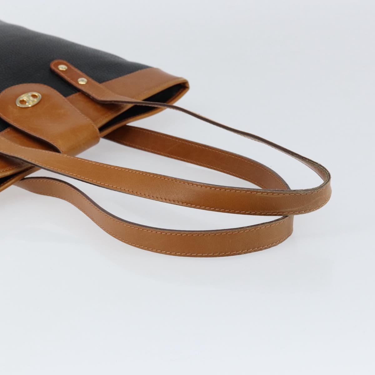 CELINE Tote Bag Leather Black Gold Auth ka290