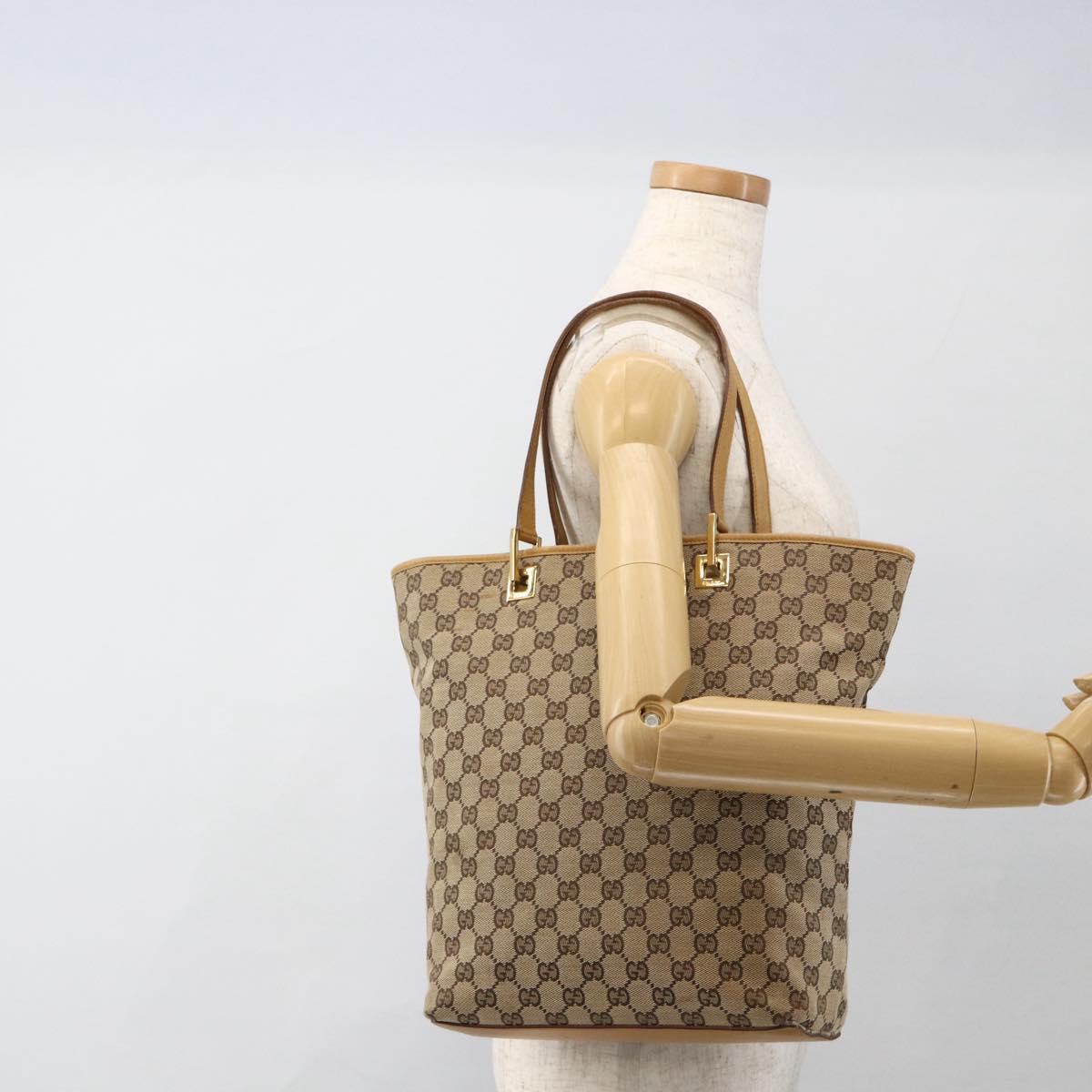 GUCCI GG Canvas Tote Bag Beige Gold 002 1098 2404 Auth ka2901