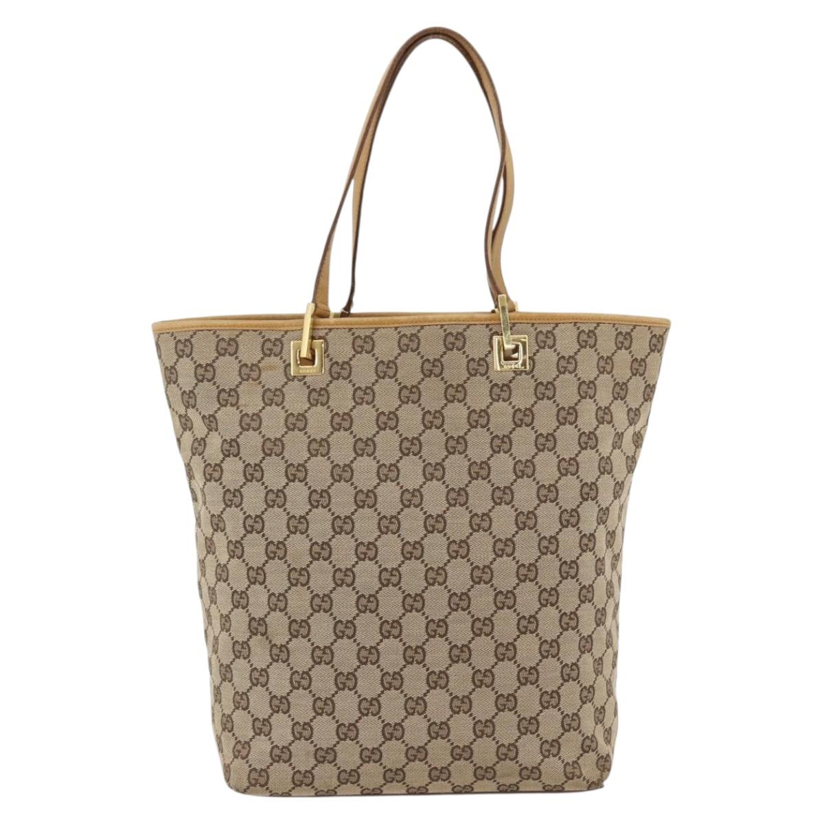 GUCCI GG Canvas Tote Bag Beige Gold 002 1098 2404 Auth ka2901
