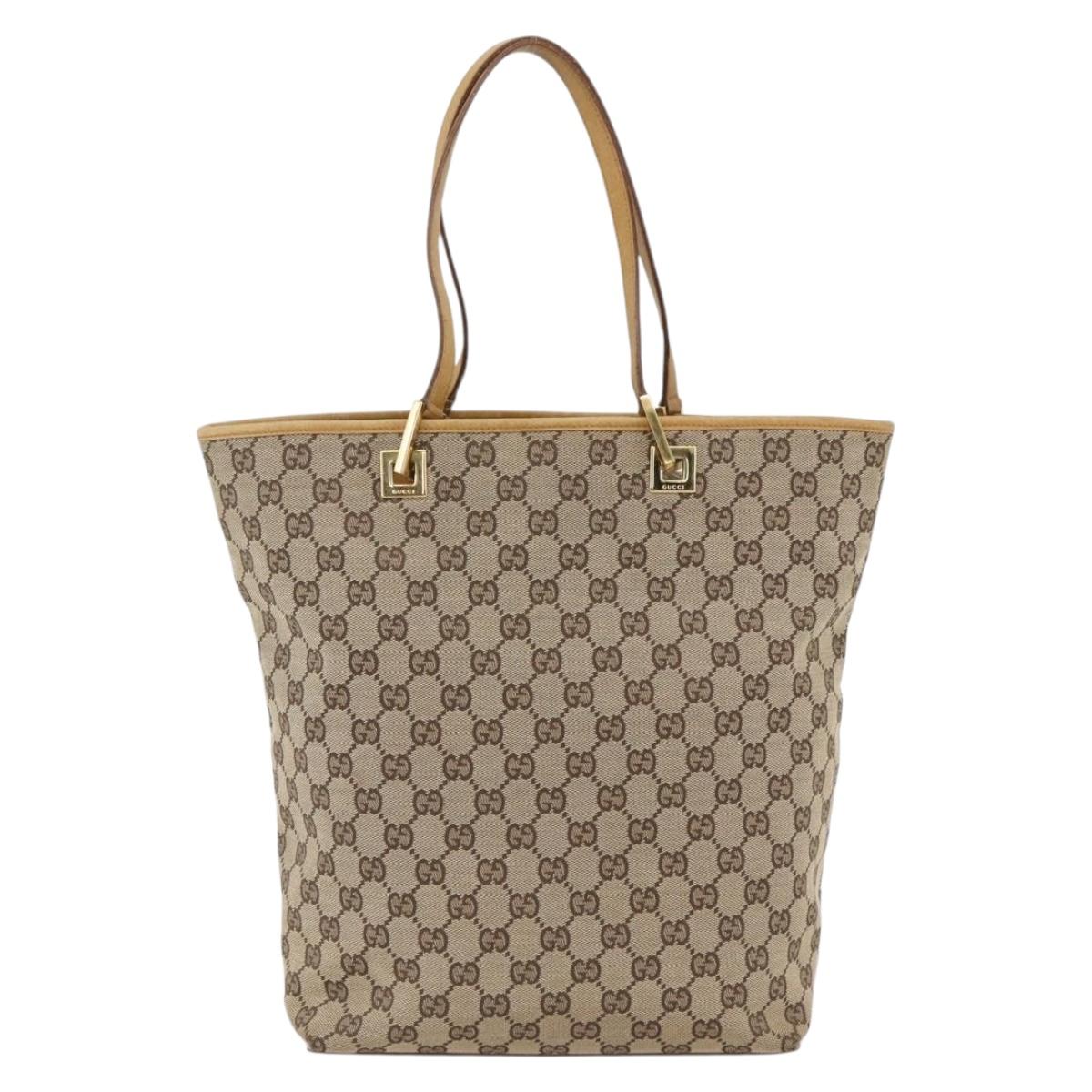 GUCCI GG Canvas Tote Bag Beige Gold 002 1098 2404 Auth ka2901