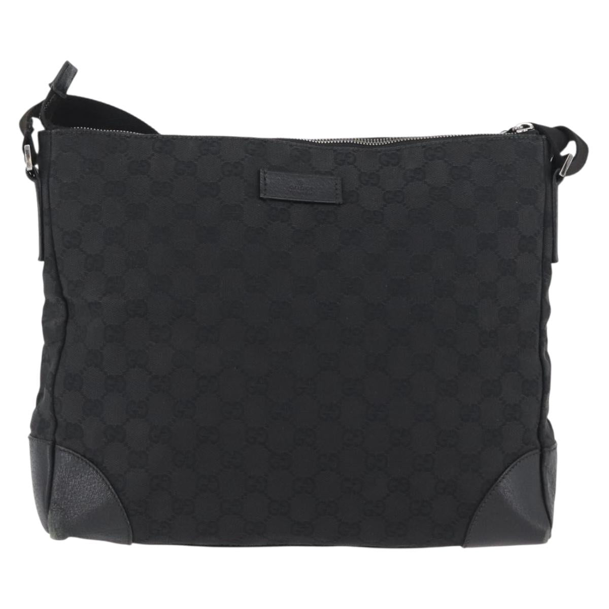 GUCCI GG Canvas Shoulder Bag Black Silver 110054 Auth ka2902