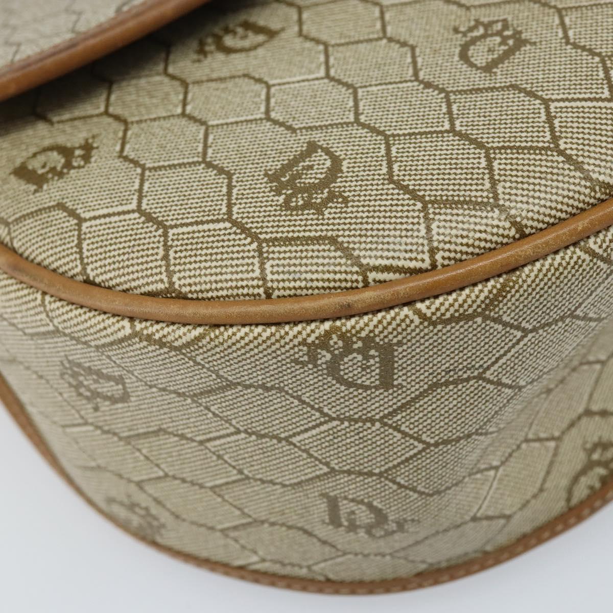 Christian Dior Honeycomb Canvas Shoulder Bag PVC Beige Gold Auth ka2907