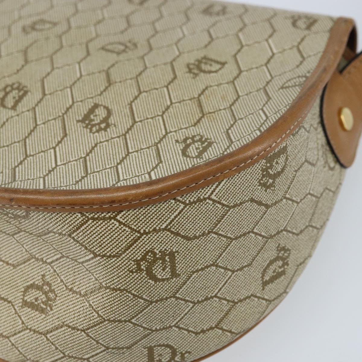 Christian Dior Honeycomb Canvas Shoulder Bag PVC Beige Gold Auth ka2907