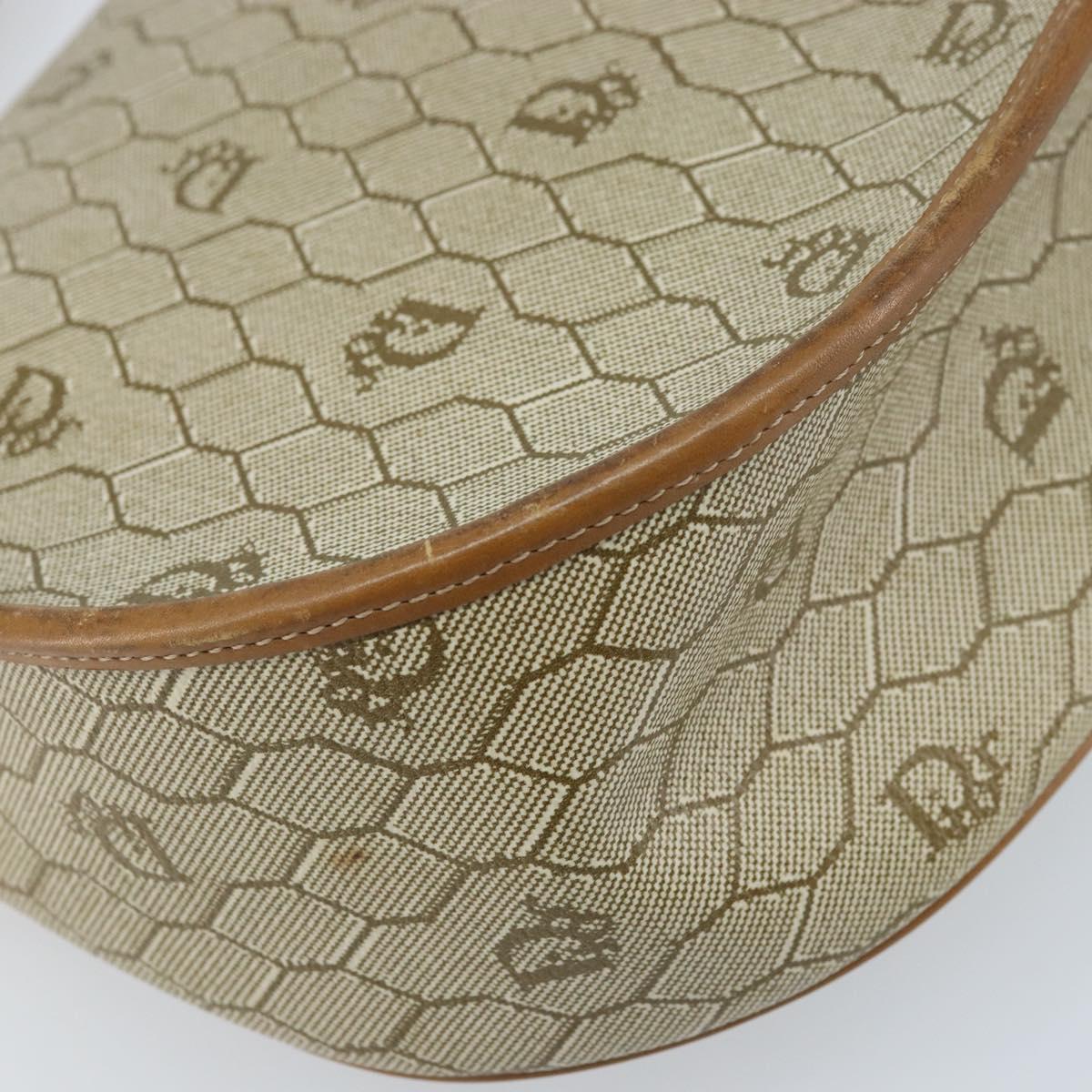 Christian Dior Honeycomb Canvas Shoulder Bag PVC Beige Gold Auth ka2907