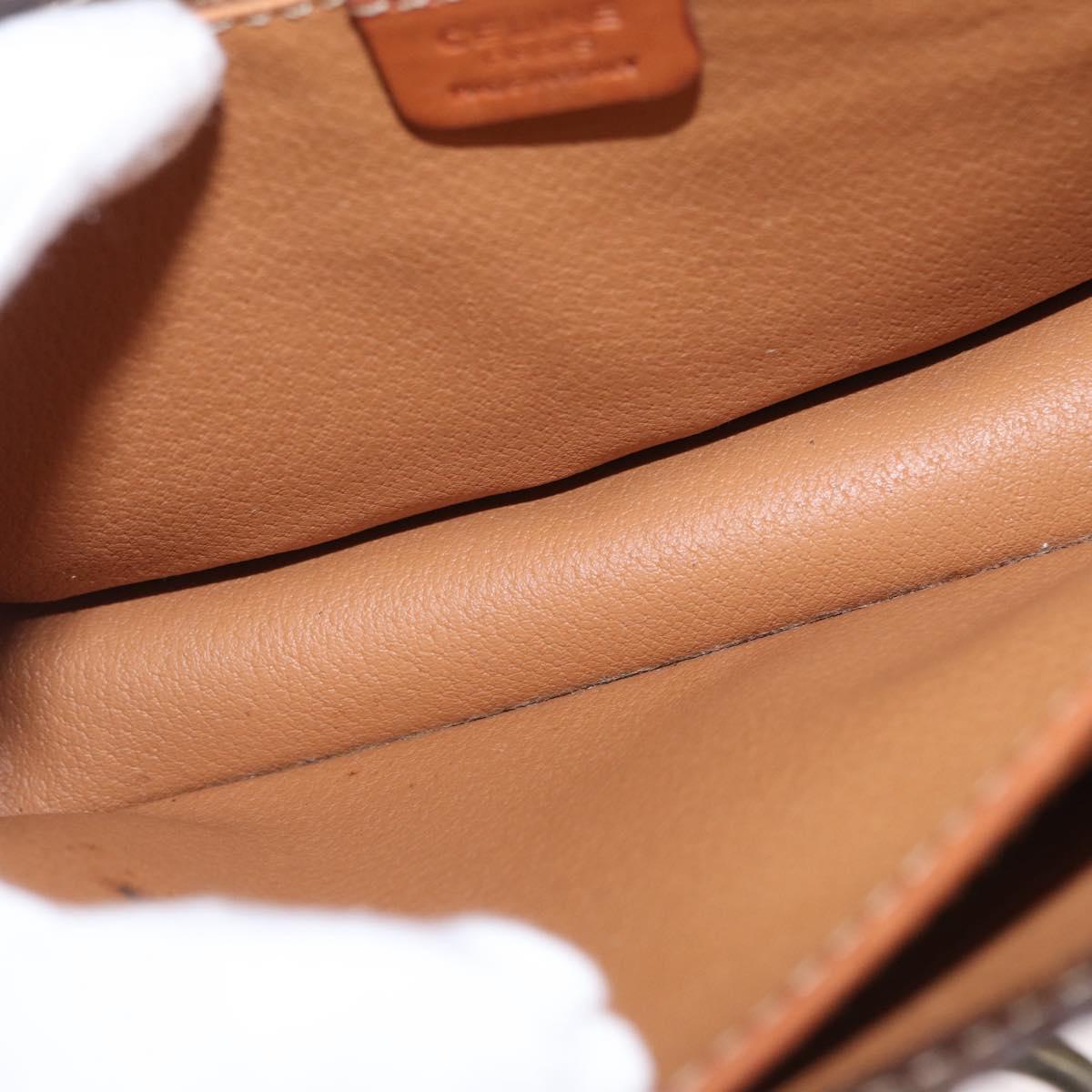 CELINE Macadam Canvas Shoulder Bag PVC Leather Brown Gold Auth ka2908