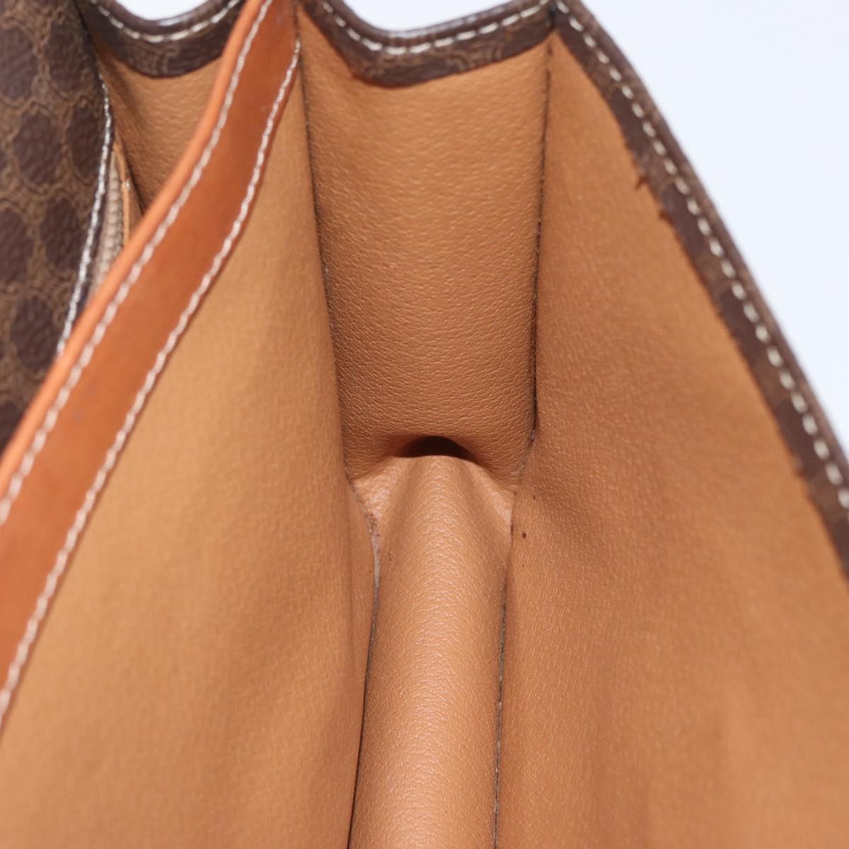 CELINE Macadam Canvas Shoulder Bag PVC Leather Brown Gold Auth ka2908