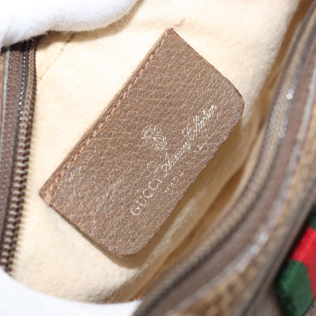 GUCCI GG Supreme Web Sherry Line Bag PVC Beige Gold 89 02 066 Auth ka2912