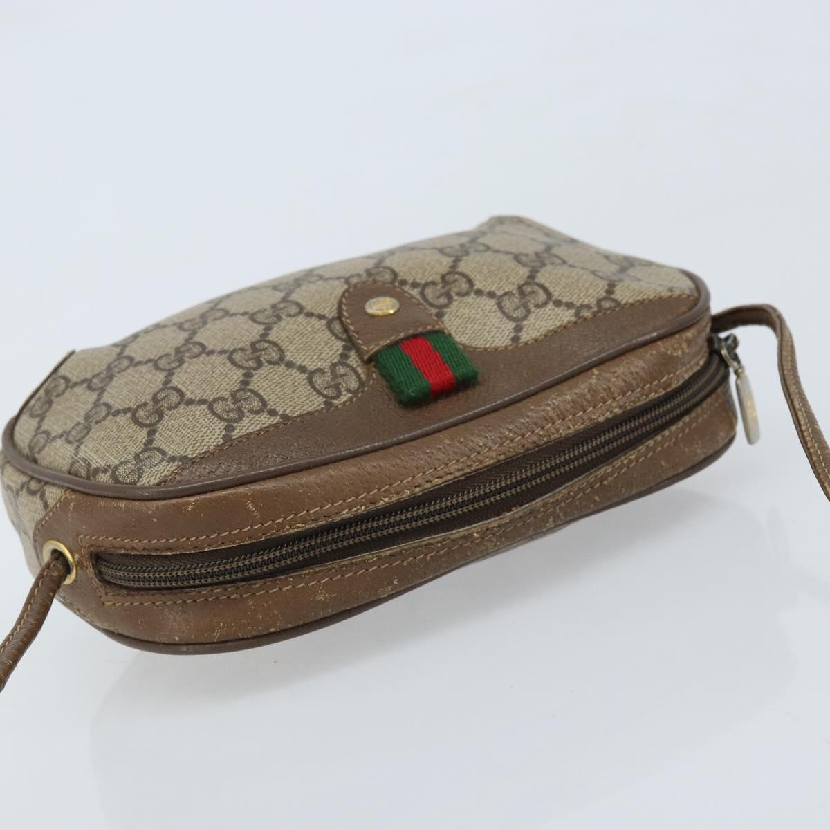 GUCCI GG Supreme Web Sherry Line Bag PVC Beige Gold 89 02 066 Auth ka2912